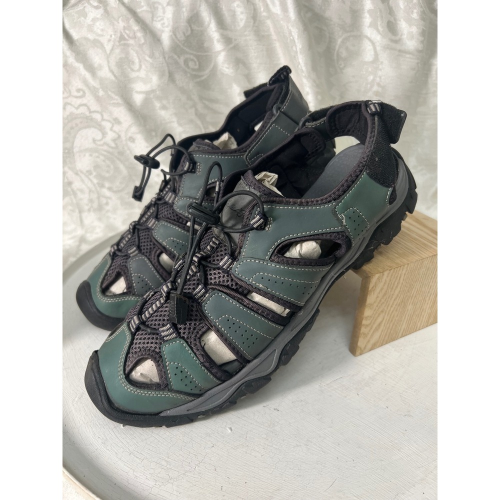 Eddie Bauer Mens Closed Toe Hiking Sandals Green Black Bungee Size 12